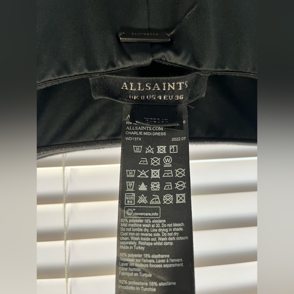 All Saints Charlie Black Midi Dress - Picture 8 of 11